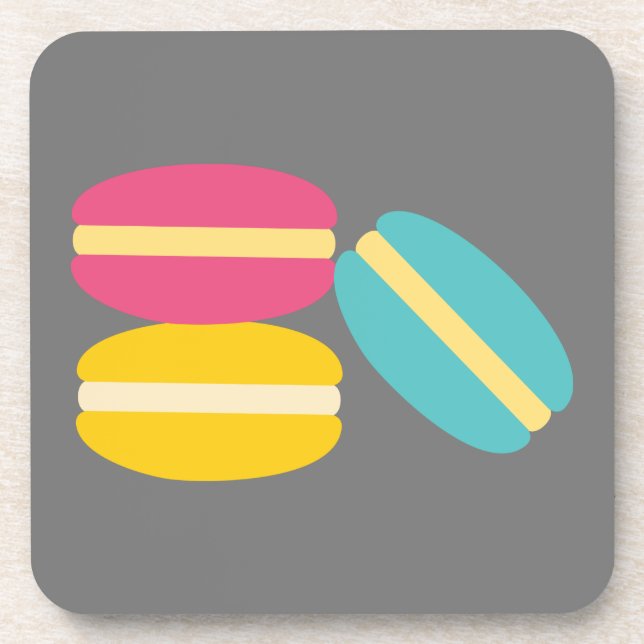 French macaron colourful cakes coaster (Front)