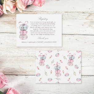 French macaron registry baby shower insert card
