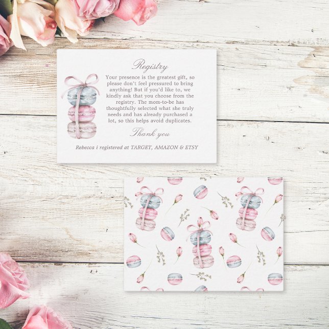 French macaron registry baby shower insert card (Creator Uploaded)