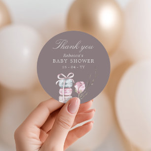 French Macaron Thank you Baby shower Classic Round Sticker