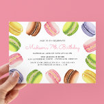 French Macarons | Birthday Party Invitation<br><div class="desc">Invite guests to your French or Paris-themed birthday party in style with our elegant French Macarons birthday party invitations! The invitations feature a border of beautiful watercolor macrons in shades of pink, lime green, purple, yellow, and brown. Personalise the invitations by adding the birthday girl's name, age, and party details....</div>