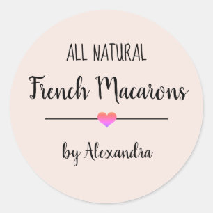 French Macarons blush pink script  Classic Round Sticker