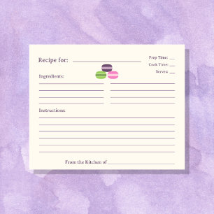 French Macarons Bridal Shower Recipe Card