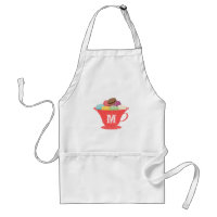 French Macarons In Red Teacup Monogram Apron