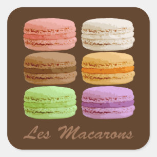 French Macarons, Multi-Coloured Pastels Square Sticker