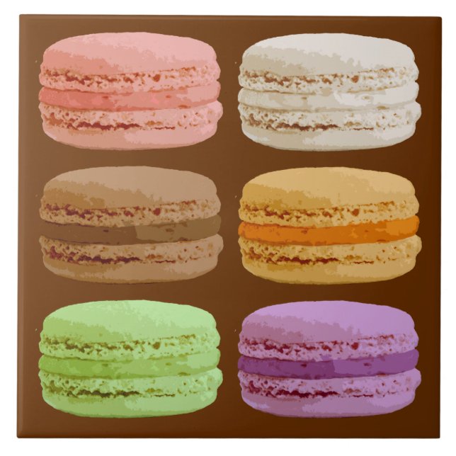 French Macarons, Multi-Coloured Pastels Tile (Front)