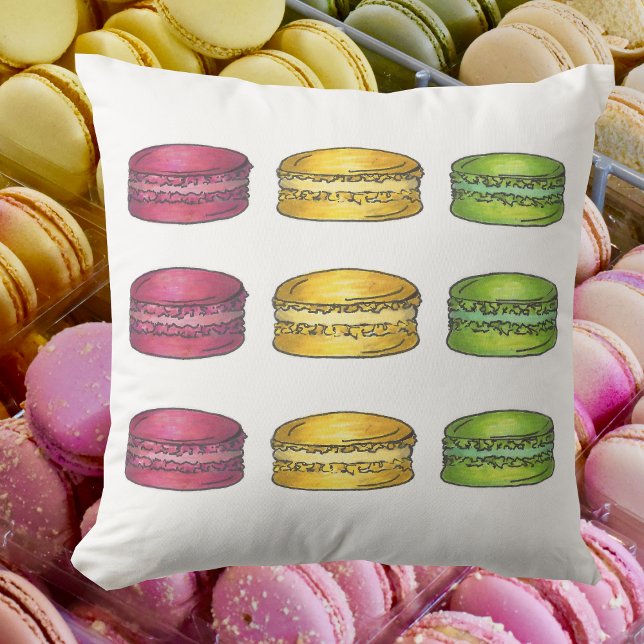 French Macarons Paris Bakery Patisserie Dessert Cushion (Creator Uploaded)