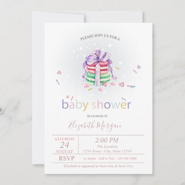 French Macarons,Polka Dots Baby Shower Invitation (Front)