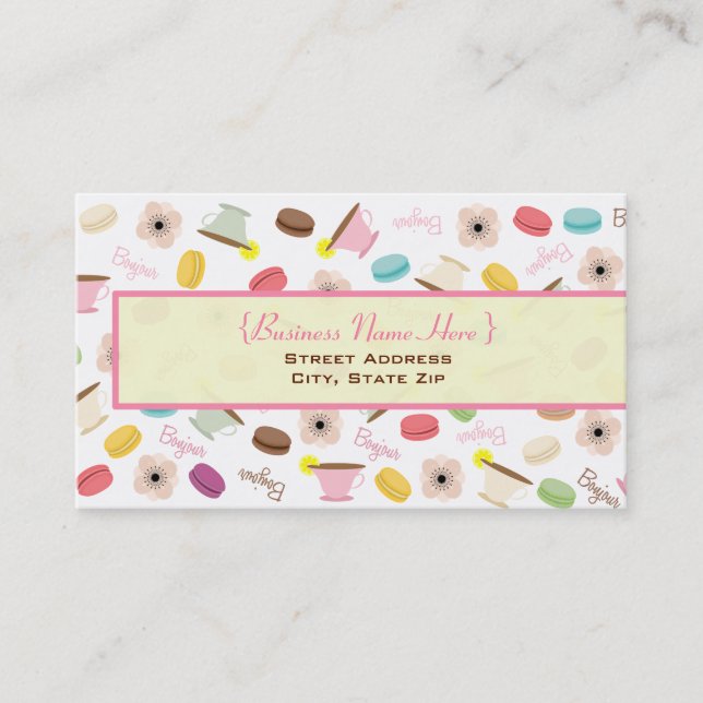 French Macarons & Teacups Business Card (Front)