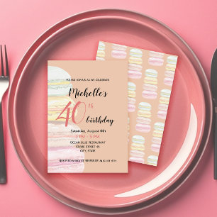 French Macarons Watercolor Hand-painted Invitation