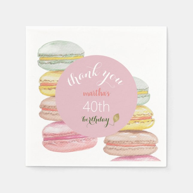 French Macarons Watercolor Hand-painted Napkin (Front)