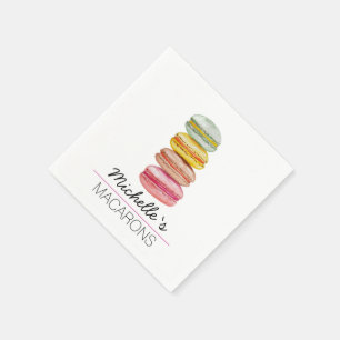 French Macarons Watercolor Hand-painted Napkin