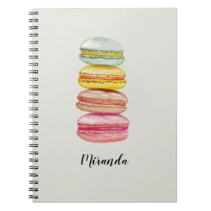 French Macarons Watercolor Hand-painted Notebook
