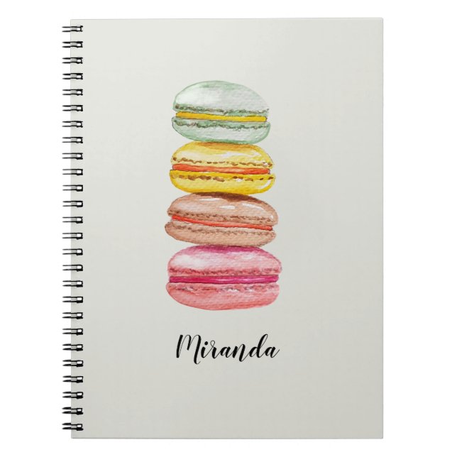 French Macarons Watercolor Hand-painted Notebook (Front)