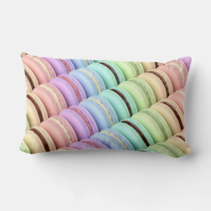 French macarons with different colours and flavour lumbar cushion