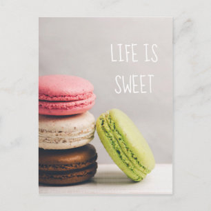 French macaroons in pastel vintage colours postcard