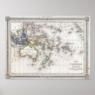 French Map of Australia and Polynesia Poster