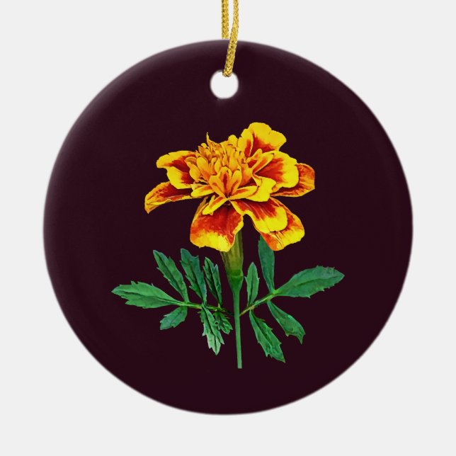 French Marigold Ceramic Tree Decoration (Front)