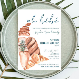 French Market - Baguette - Baby Shower Invitation