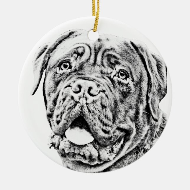 French Mastiff Ceramic Tree Decoration (Front)