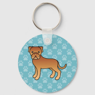 French Mastiff Dog Caricature Cartoon Illustration Key Ring