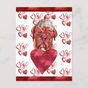 French Mastiff Hearts Dog Lover Valentine Gift Holiday Postcard