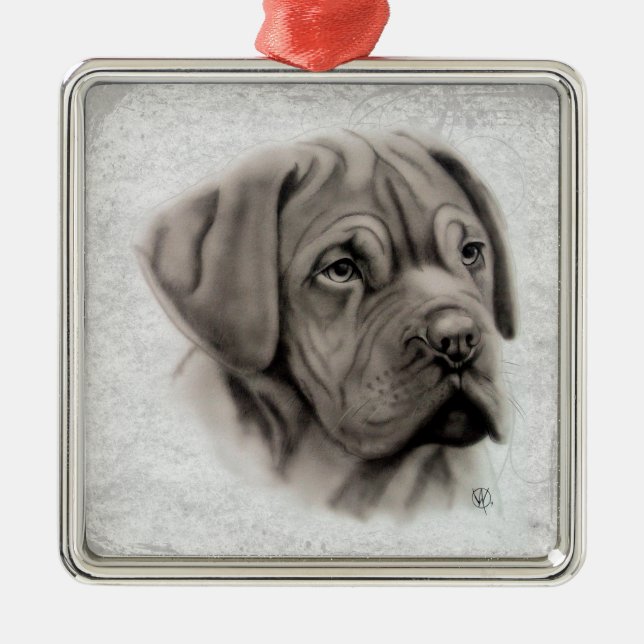 French Mastiff Metal Tree Decoration (Front)