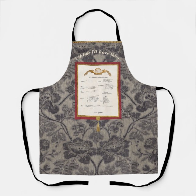 French Menu Elegant Damask Apron (Front)