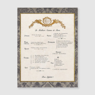 French Menu Fridge Decor Magnetic Card