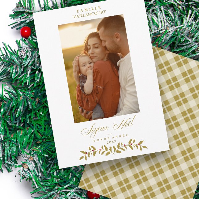 French Modern Elegant Chic Christmas Photo Family Holiday Card (Creator Uploaded)