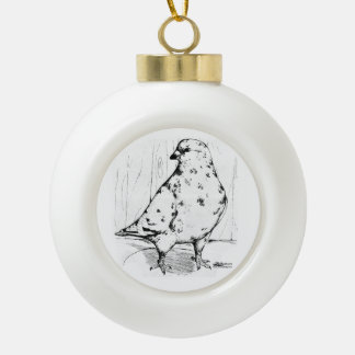 French Mondain Pigeon 1978 Ceramic Ball Christmas Ornament