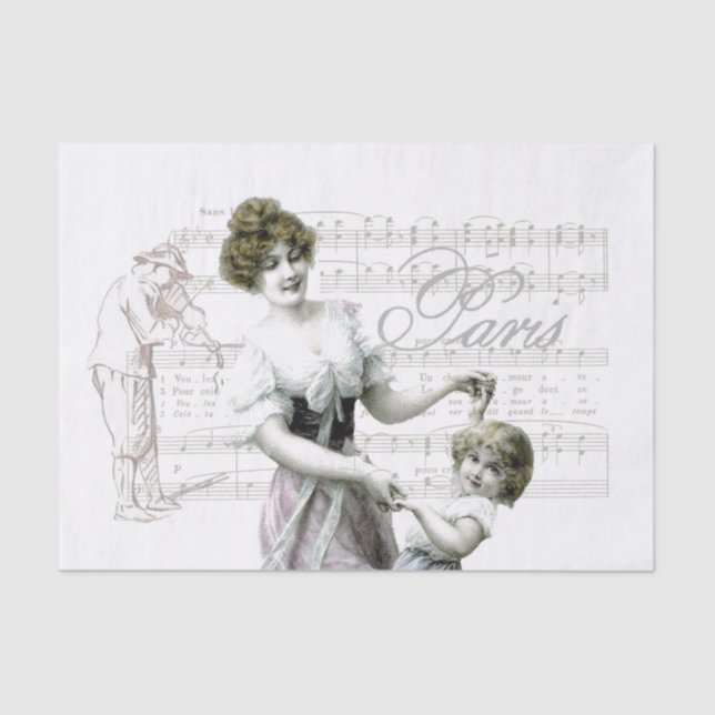 French Music Violinist Dancer Lady Girl Decoupage  Tissue Paper (Front)