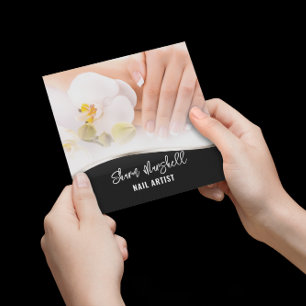 French Nails & Orchids Manicure Pedicure Salon Square Business Card