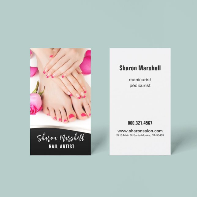 French Nails & Roses Manicure Pedicure Salon Business Card (Creator Uploaded)