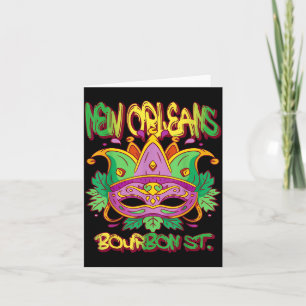 French New Orleans Mardi Gras Bourbon Street Souve Card