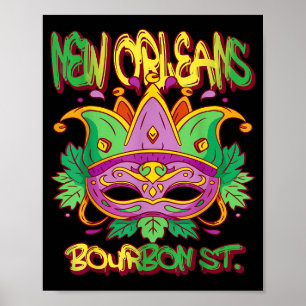 French New Orleans Mardi Gras Bourbon Street Souve Poster