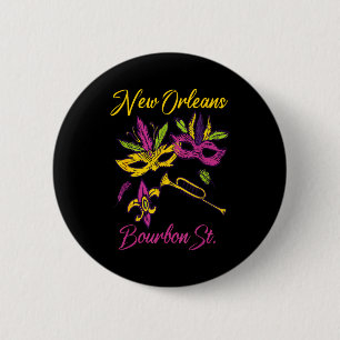 French New Orleans Mardi Gras Souvenir Bourbon Str 6 Cm Round Badge
