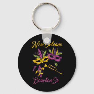French New Orleans Mardi Gras Souvenir Bourbon Str Key Ring