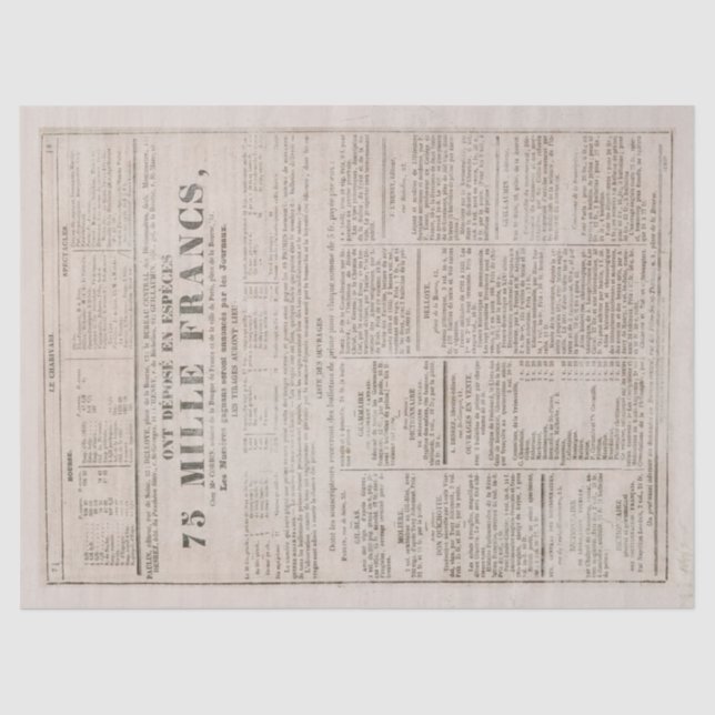 French Newspaper Vintage Aged Decoupage  Tissue Paper (Front)