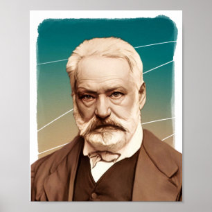 French Novelist Victor Hugo illustration Poster