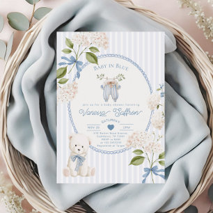 French Nursery Baby Shower Coquette Baby in Blue Invitation