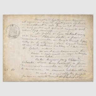 French Old Script Decoupage  Tissue Paper