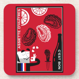 French Oyster Country Kitchen Decor Coaster