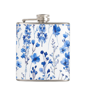 French Paper Wildflowers Pattern Design-98186 Hip Flask