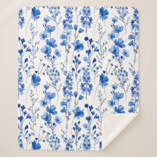 French Paper Wildflowers Pattern Design-98186 Sherpa Blanket