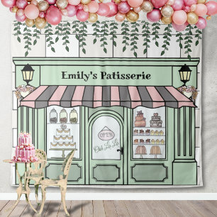 French Paris Bakery Cafe Patisserie Backdrop Tapestry
