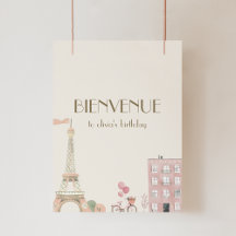 French Paris Birthday Party Welcome Sign
