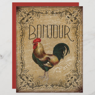 French Paris Bonjour Rooster Scrapbook Paper