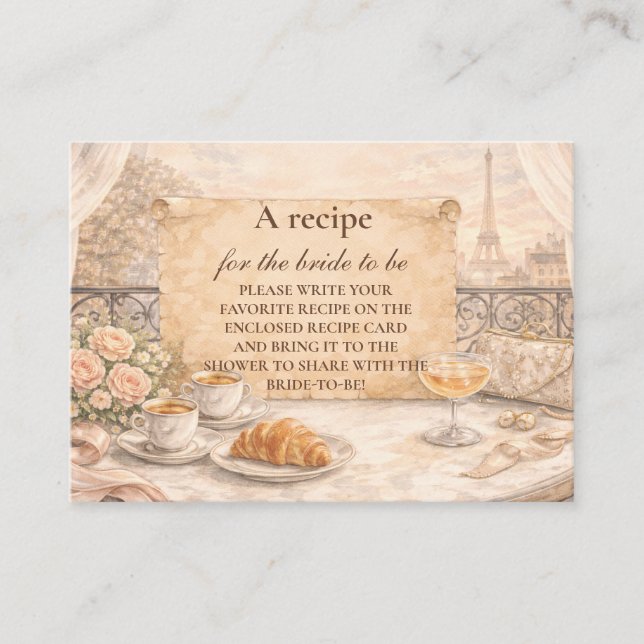 French Paris Bridal Shower Enclosure Card (Front)
