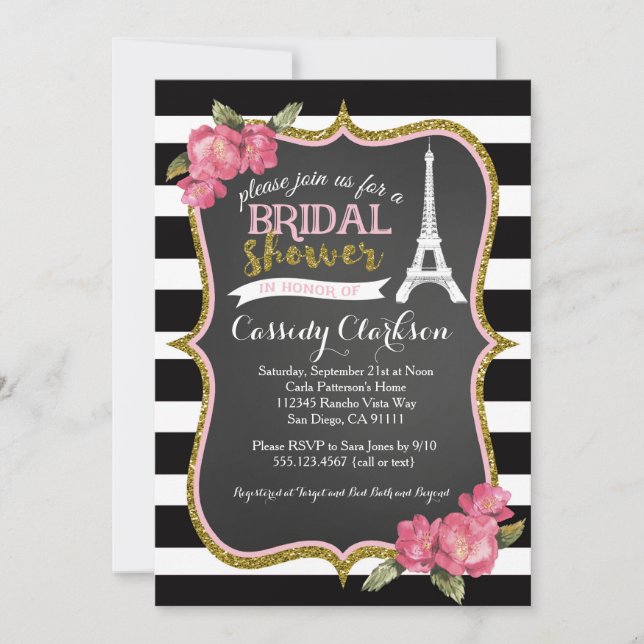 French Paris Bridal Shower invitation (Front)